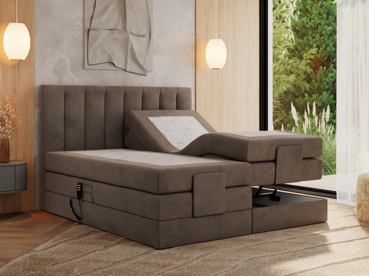 BOXBETT COMFORTO 140/200 - Braun Velvet - H4 - Braun, Holz/Textil (140/200cm) - MKS