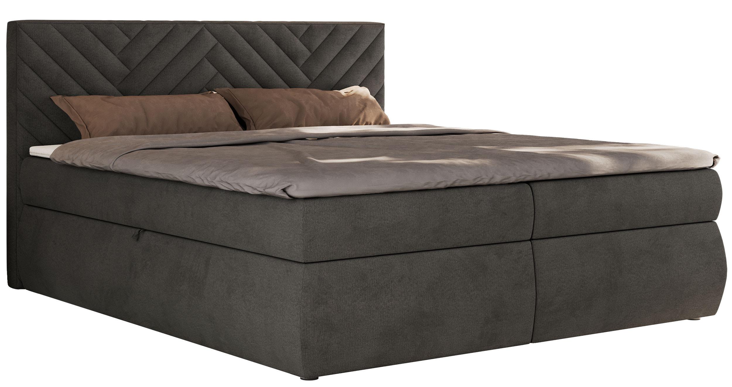BOXBETT AVERTA 160/200 - Dunkelgrau Velvet - H3 - Dunkelgrau, Textil (160/200cm) - MKS
