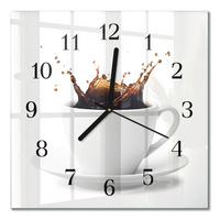 WANDUHR aus Glas 30x30 cm - Kaffee - Weiß, Glas (30/30/0.4cm) - TULUP