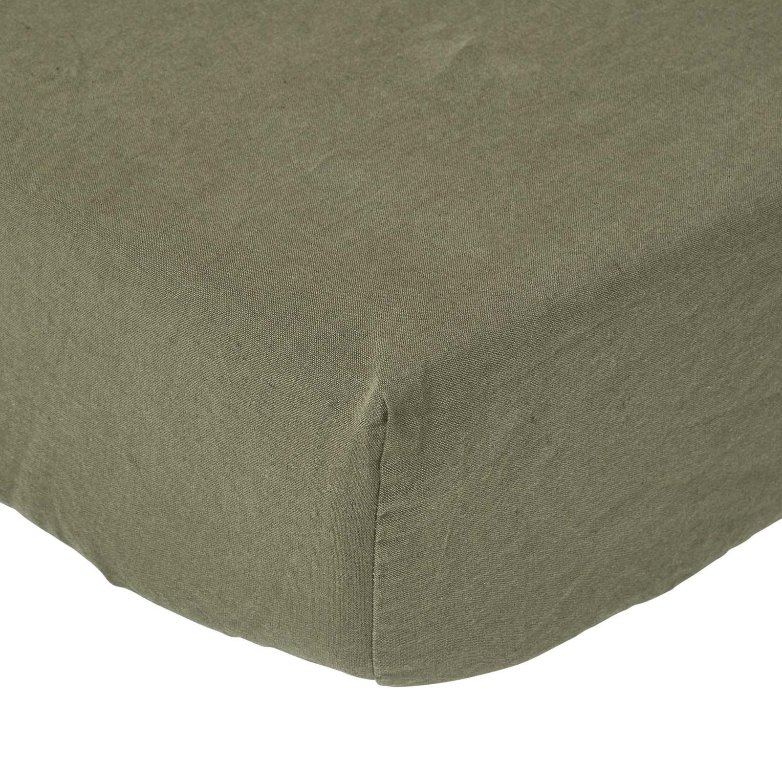 LEINEN-SPANNBETTLAKEN extra hoch, 60% Leinen & 40% Baumwolle - Olivgrün, Textil (90/190cm) - Homescapes