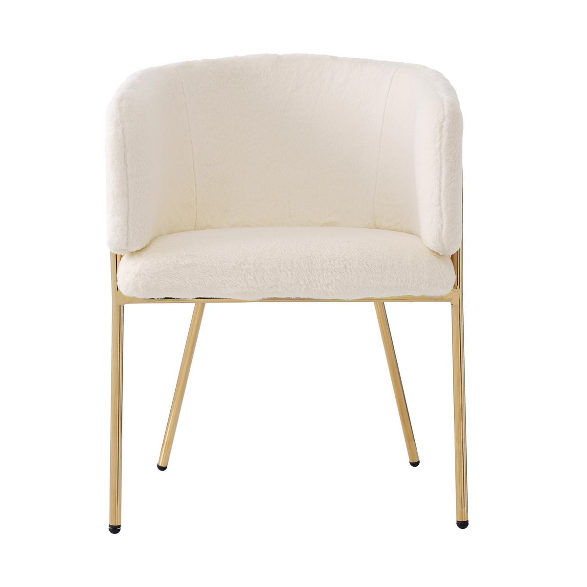 ESSZIMMERSTÜHLE Beige Kunstfell mit Metallbeinen - Beige, Textil (57/77/57cm) - Urban Meuble