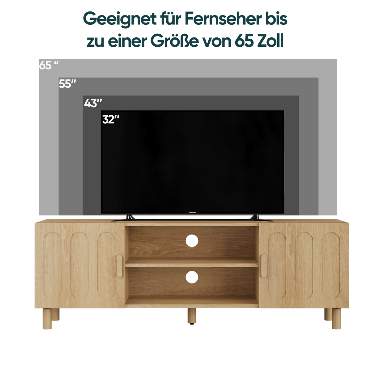 TV-LOWBOARD eiche-optik & bogen-design - Eichefarben, Holzwerkstoff (140/46/40cm) - Urban Meuble