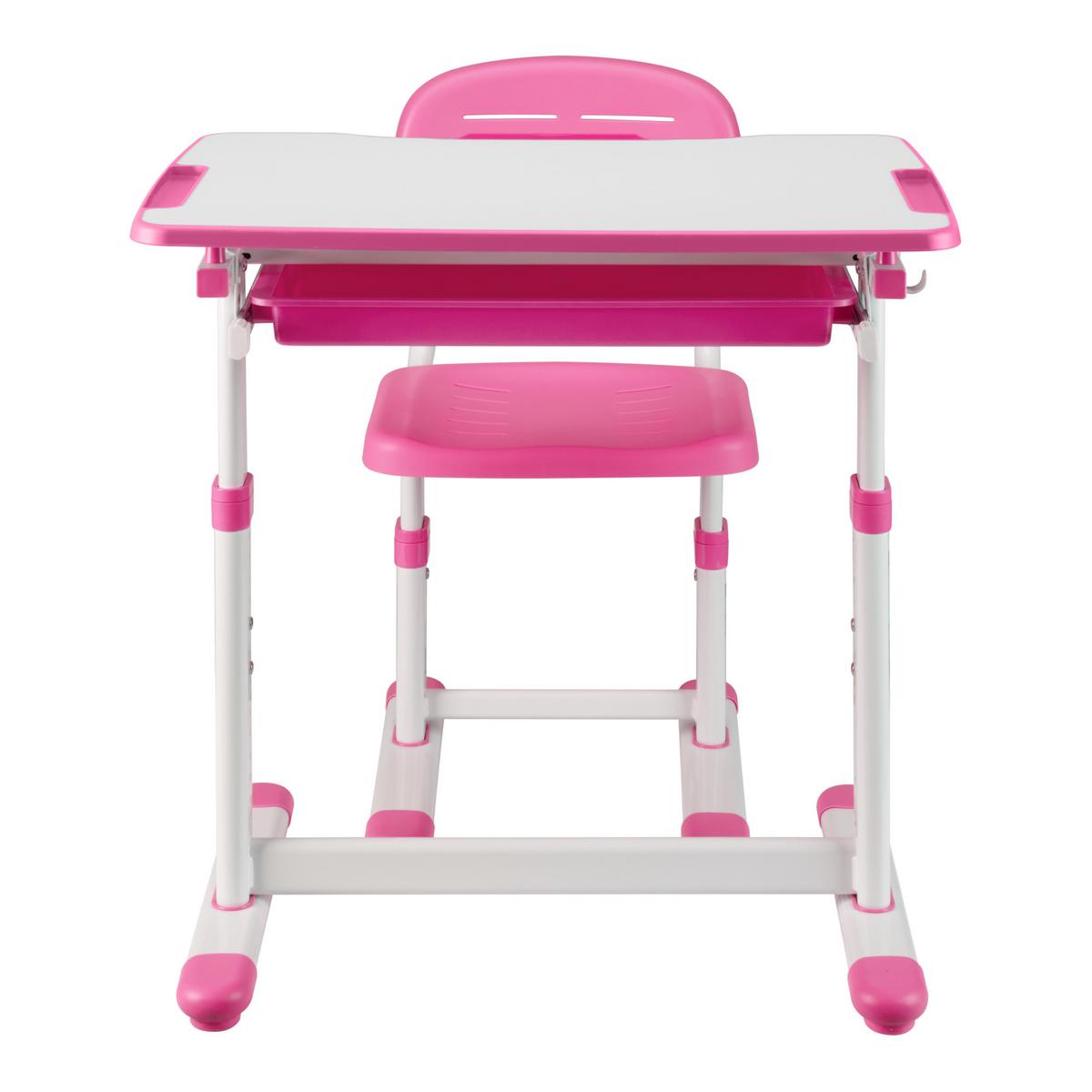 KINDERSCHREIBTISCH-SET 2 TLG. Sala - Pink/Weiß, Holzwerkstoff/Kunststoff (66.5/54/47.5cm) - [en.casa]