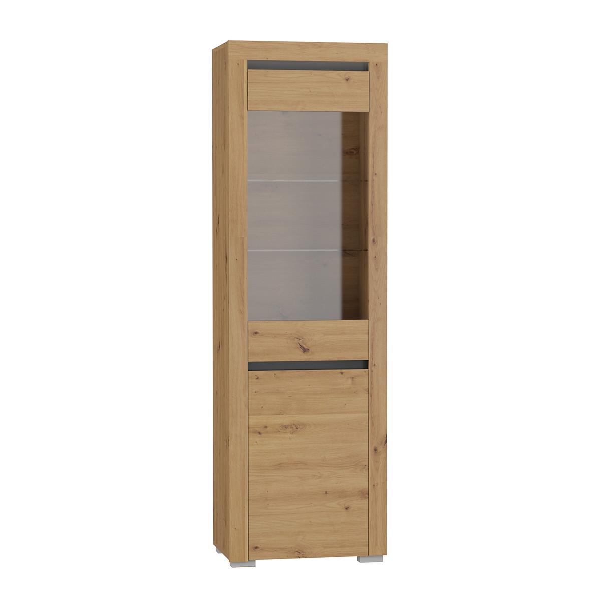 VITRINE Kasla Holz und Anthrazitgrau - Grau, Holzwerkstoff (60/195/39cm) - Petits-meubles