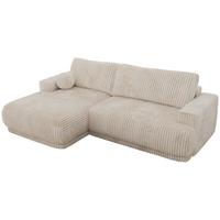 ECKSCHLAFSOFA RINA L Beige Cord - links - Beige/Schwarz, Kunststoff/Textil (267/170cm) - MKS