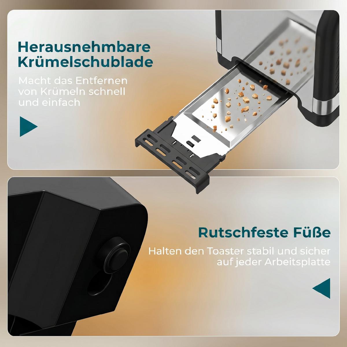 TOASTER Kunststoff Schwarz - Schwarz, Kunststoff (15.6/18.9/26.4cm) - HOMCOM