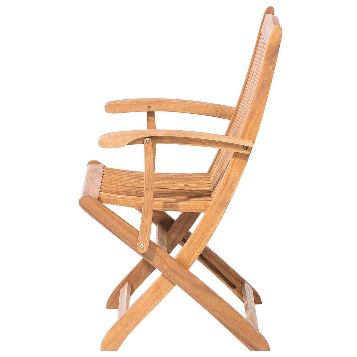GARTENSTUHL 2er-Set mit Armlehnen Akazienholz hellbraun Maui - Hellbraun, Holz (42/93/48cm) - Beliani