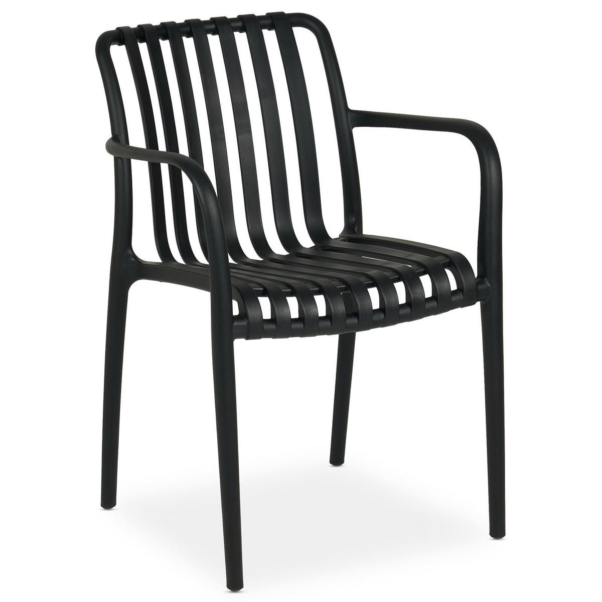 GARTENSTÜHLE TULIPANO 6er-Set schwarz - Schwarz, Textil (55/82/59cm) - IDIMEX