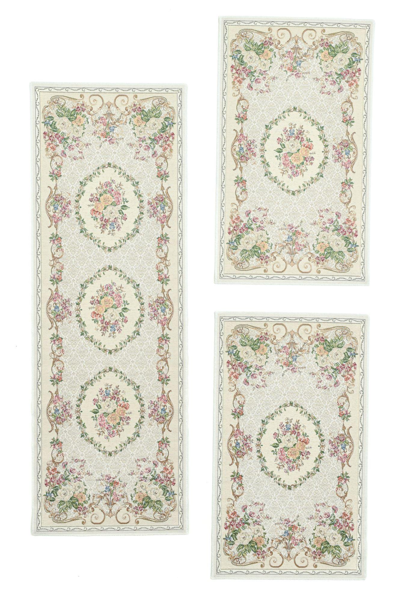 FLACHWEBTEPPICH Flomi Florence Bettumrandung 70x440 cm - Beige, Textil (70/440cm) - THEKO