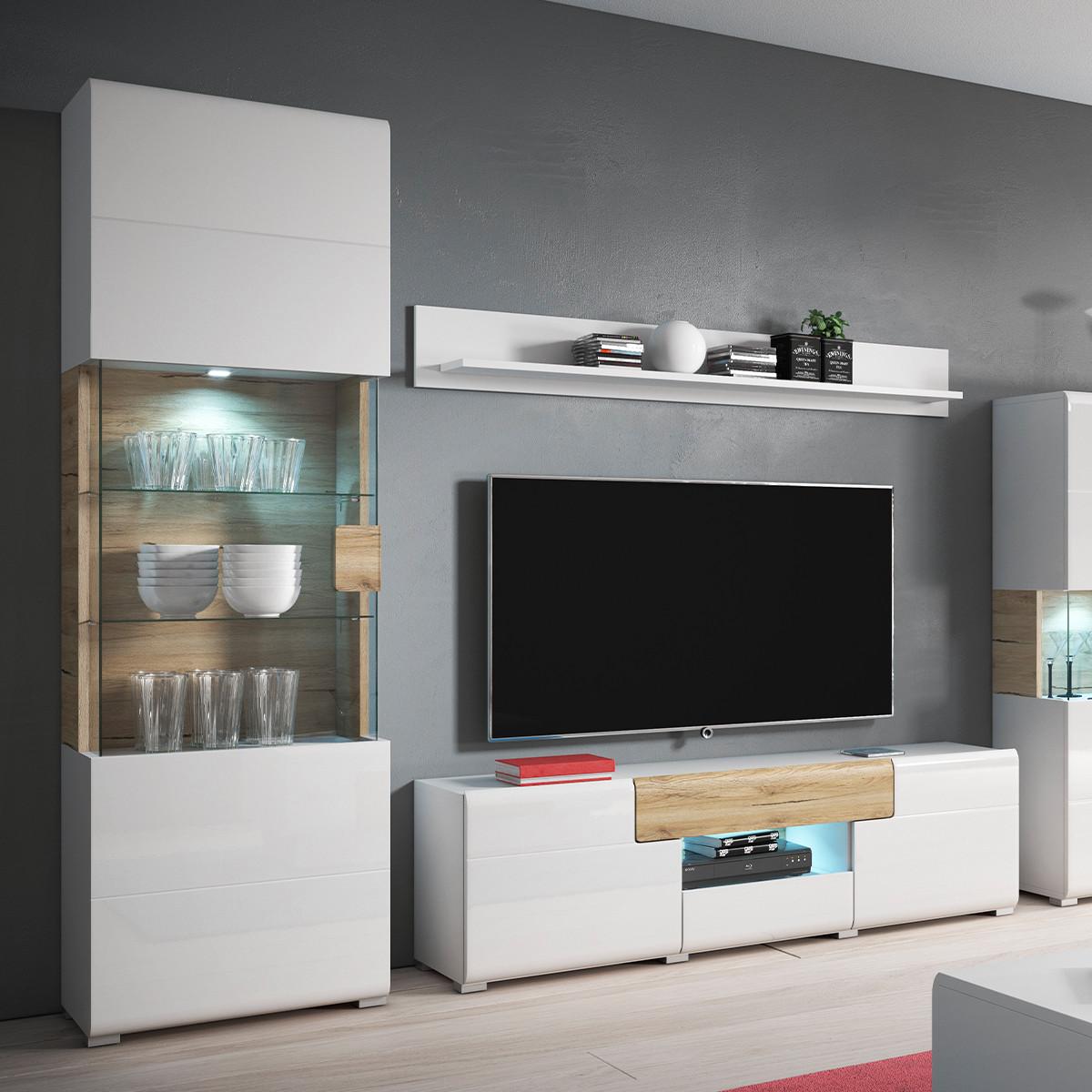 TV-MÖBEL Jules Weiß und Holz - Weiß, Holzwerkstoff (159/47/39cm) - Petits-meubles