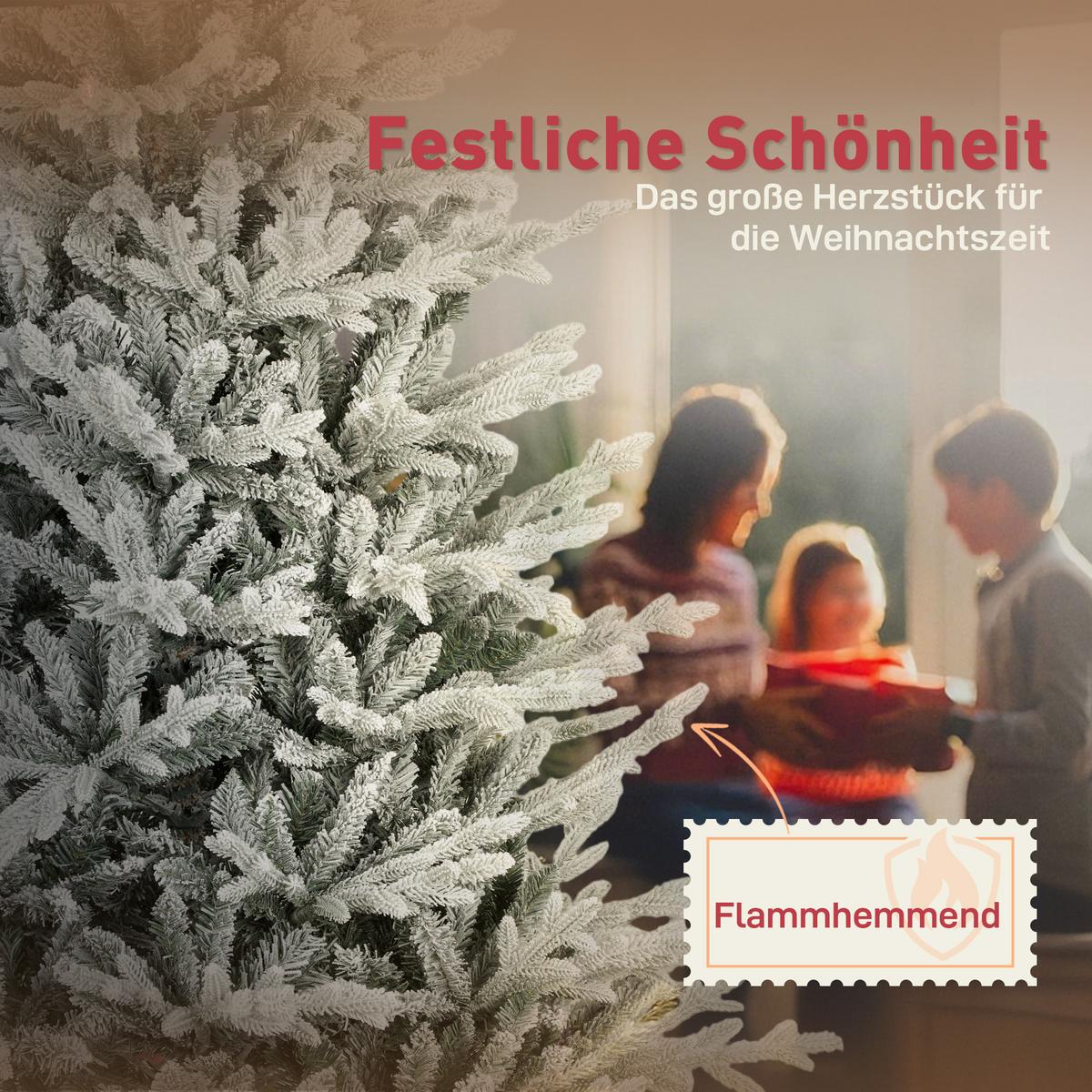 KÜNSTLICHER Weihnachtsbaum 180 cm künstlich Tannenbaum mit Schnee, 1976 Spitzen - Grün, Kunststoff (180cm) - HOMCOM
