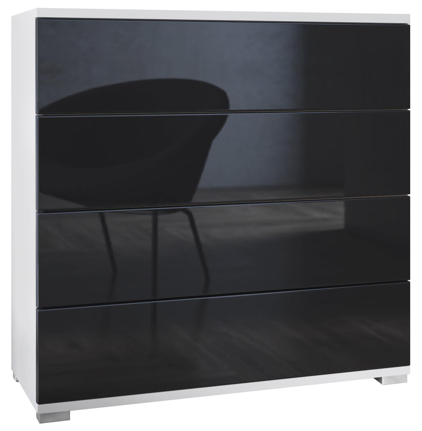 KOMMODE Pavos Schwarz Hochglanz - Schwarz Hochglanz, Holzwerkstoff (76/76/35cm) - Vladon