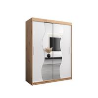 SCHWEBETÜRENSCHRANK 200/150/62 2-türig - Silberfarben/Weiß, Holz/Kunststoff (150/200/62cm) - MÖBEL KRYSPOL