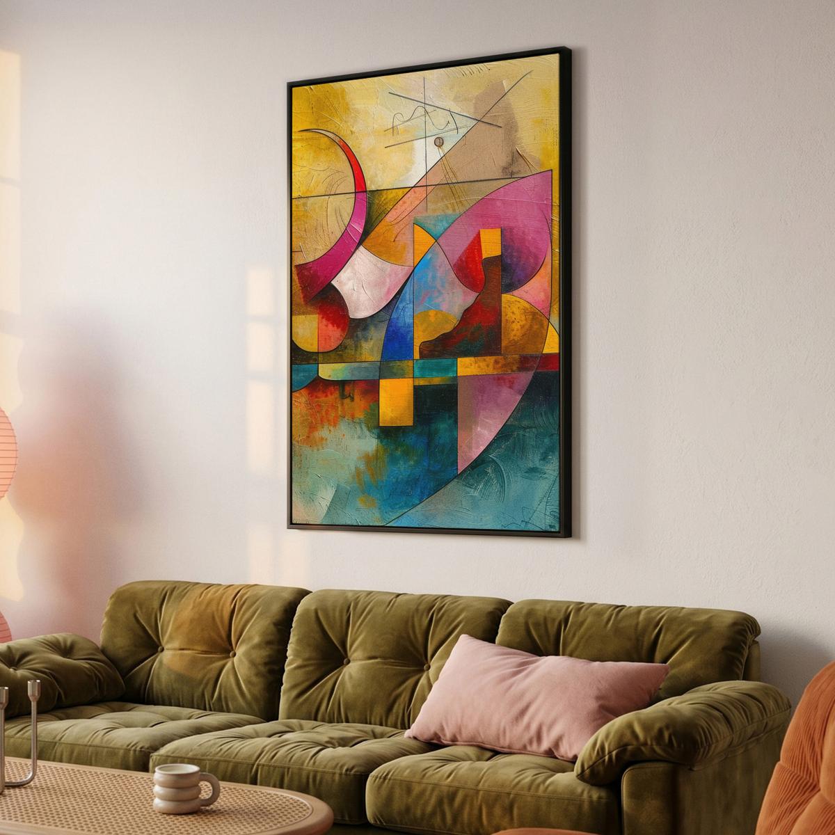 LEINWAND Bilder mit Rahmen - Kunst - Abstrakt - Modern - 100x150 - Gelb, Textil (100/150cm) - MuchoWow