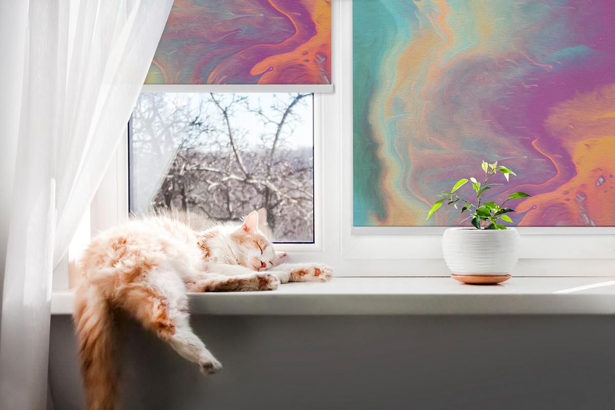 INNENROLLO - Fensterrollo - Rollo - 100x100 cm - Farbverschwimmen - Blau, Kunststoff (100/100/0.5cm) - TULUP