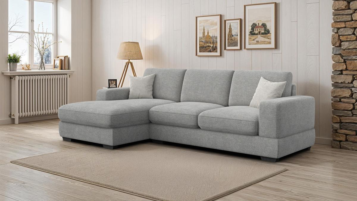 ECKSOFA OTTO 4-Sitzer, grau - Schwarz/Grau, Holz/Textil (279/159cm) - Wozimo