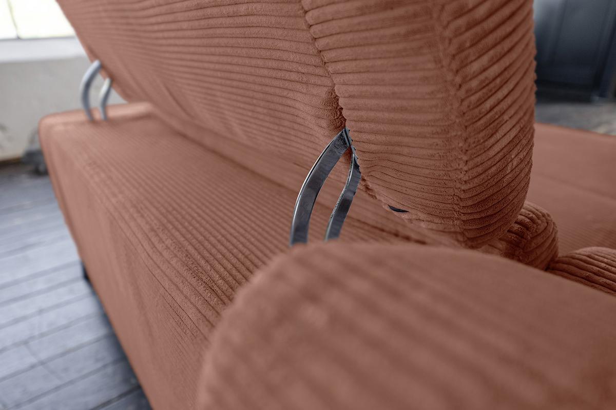 ECKSOFA LAISKA Braun Cord - Schwarz/Braun, Textil/Metall (282/177cm) - KAWOLA