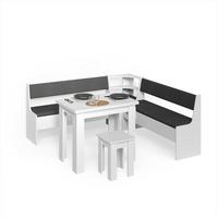 ECKBANKGRUPPE Tiberio Weiß 210 x 210 cm mit Tisch - Weiß, Holzwerkstoff (210/80/210cm) - Livinity®