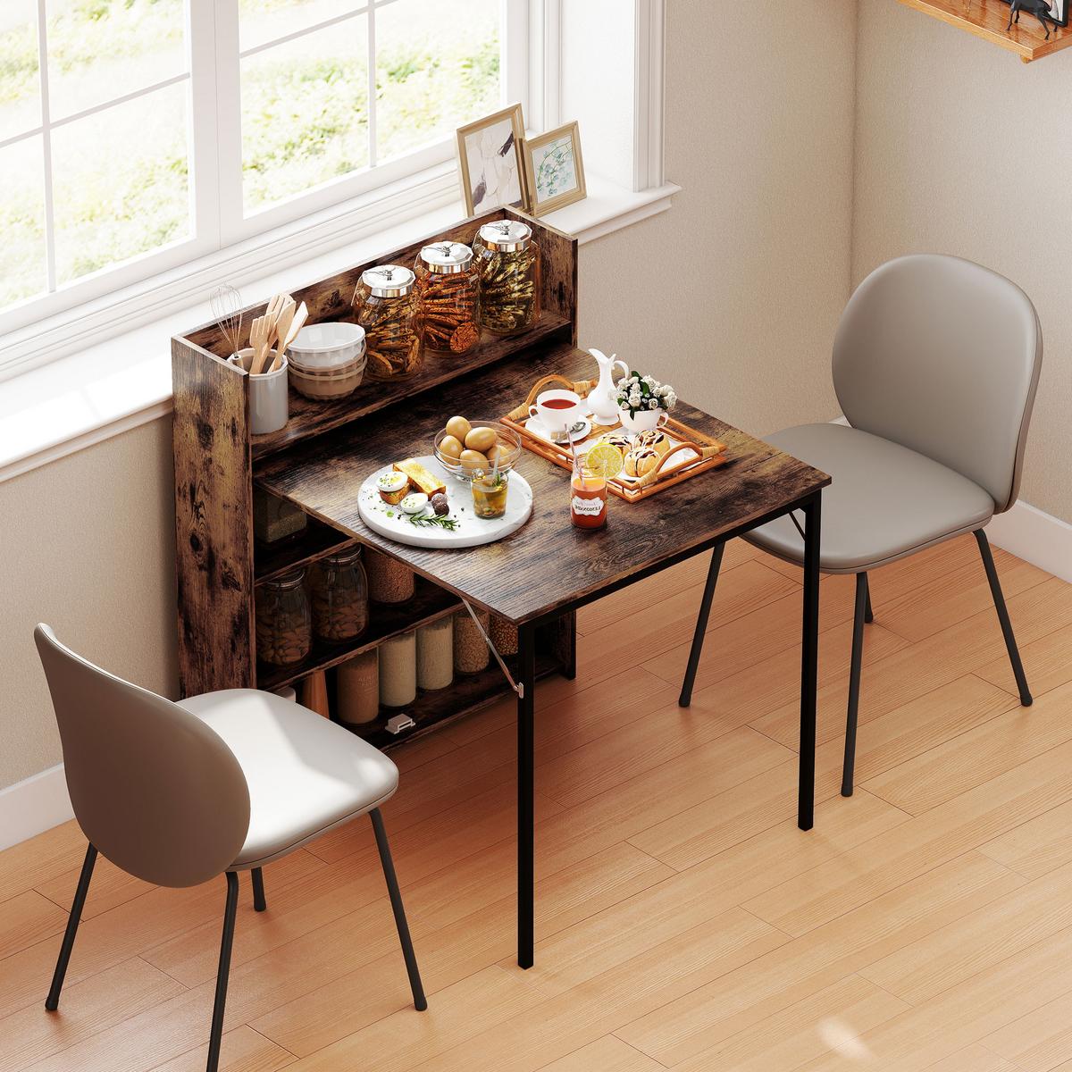 ESSTISCH MDF Stahl Rustikal-Braun - Schwarz/Braun, Holzwerkstoff (90/80/93cm) - HOMCOM