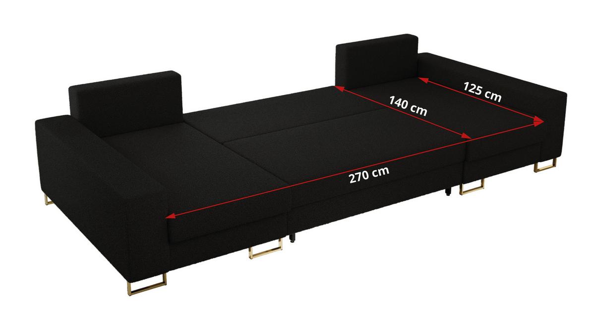 WOHNLANDSCHAFT DORIAN U Bouclé Schwarz - Goldfarben/Schwarz, Textil/Metall (312/85/138cm) - MKS