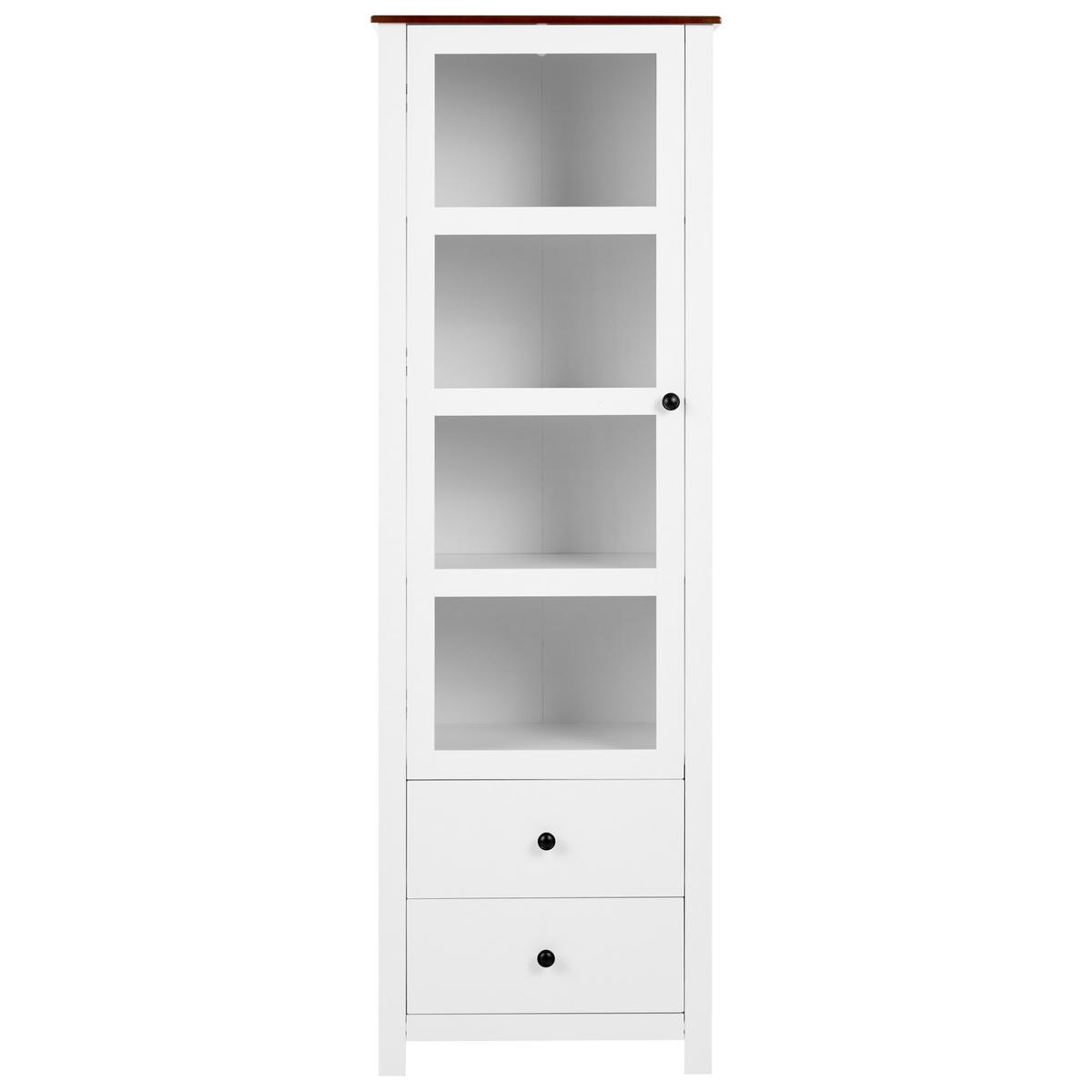 VITRINE mit Glastüren 60 cm Weiß Pimba - Dunkelbraun, Holzwerkstoff (60/180/40cm) - Beliani