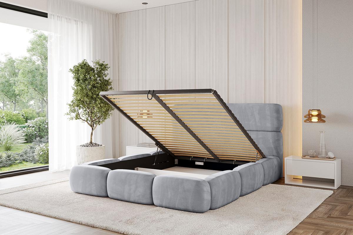 POLSTERBETT mit Bettkasten und Lattenrost, Boxbett ohne Matratze - ELVA 180x200 Hellgrau - Hellgrau, Holzwerkstoff/Textil (180/200cm) - ALTDECOR