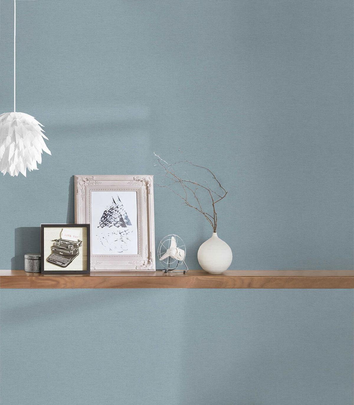 VLIESTAPETE Blau 53x1005cm - Blau, Textil (53/1cm) - KUNSTLOFT