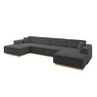 WOHNLANDSCHAFT IREA-U2-v2 - 386x165x80 cm Grau - Olivgrün, Holzwerkstoff/Textil (386/80/165cm) - ALTDECOR