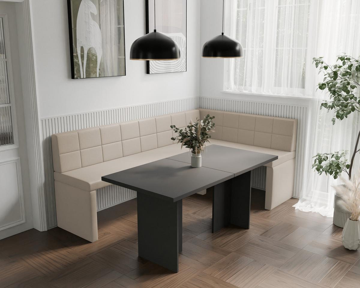 ECKBANK rechts MELVIN Kunstleder, 128/168 cm Beige - Beige, Holz/Kunststoff (128/168cm) - Idohome