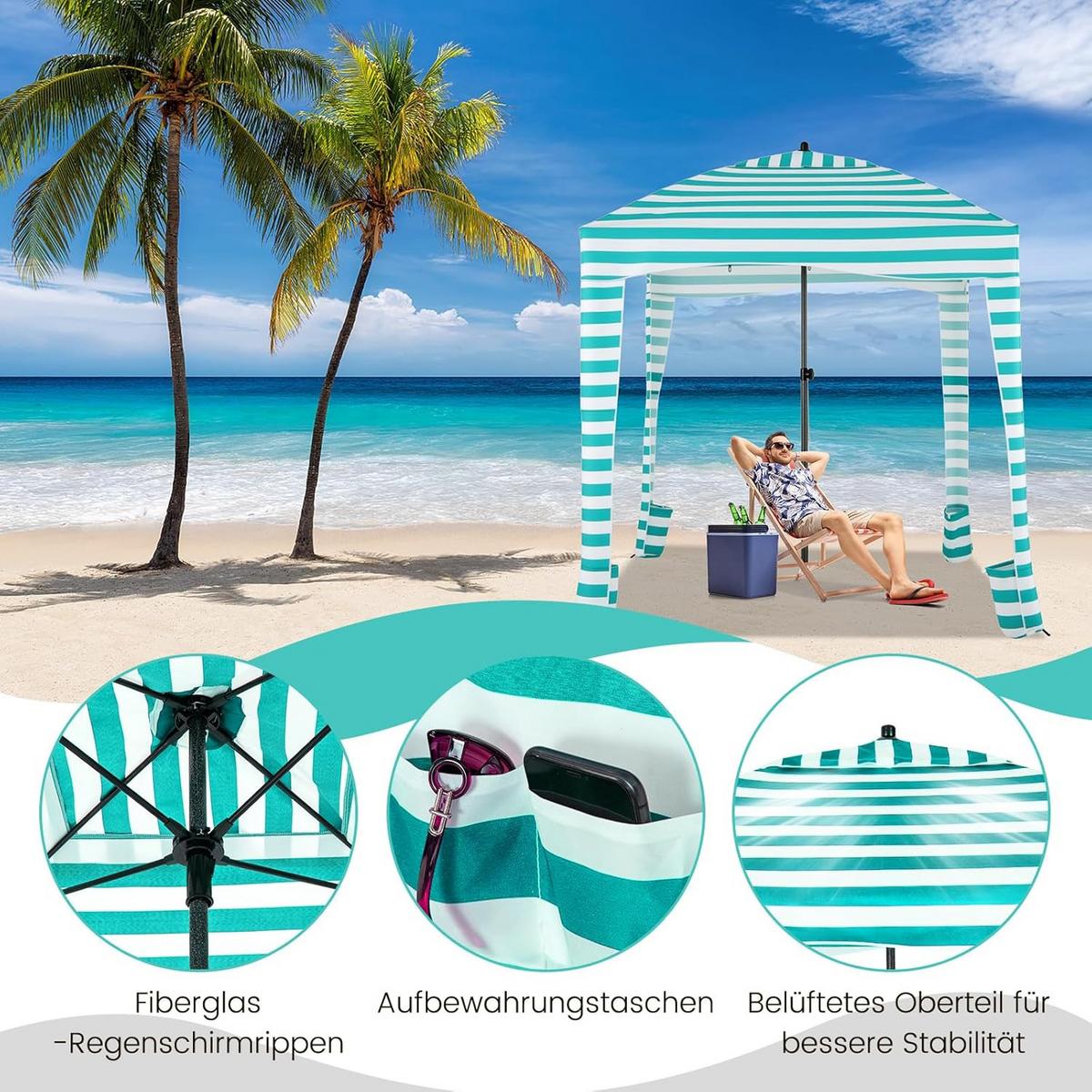 STRANDZELT grün - Multicolor, Textil (183/240/183cm) - COSTWAY