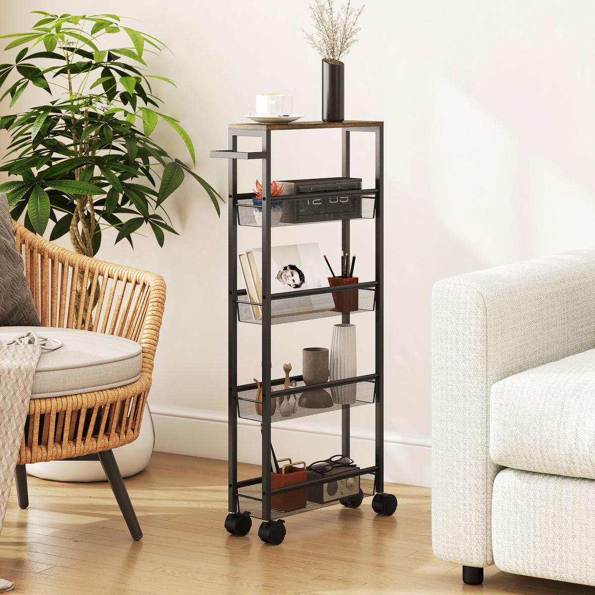 KÜCHENWAGEN Metall Spanplatte Schwarz - Schwarz, Holzwerkstoff/Metall (13/96.5/47cm) - HOMCOM