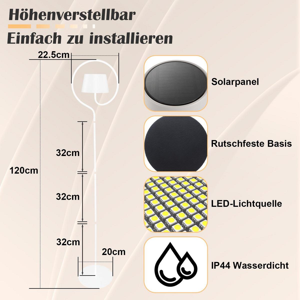 STEHLAMPE Thalia 22.5/20/120 cm - Weiß, Metall (22.5/20/120cm) - ZMH