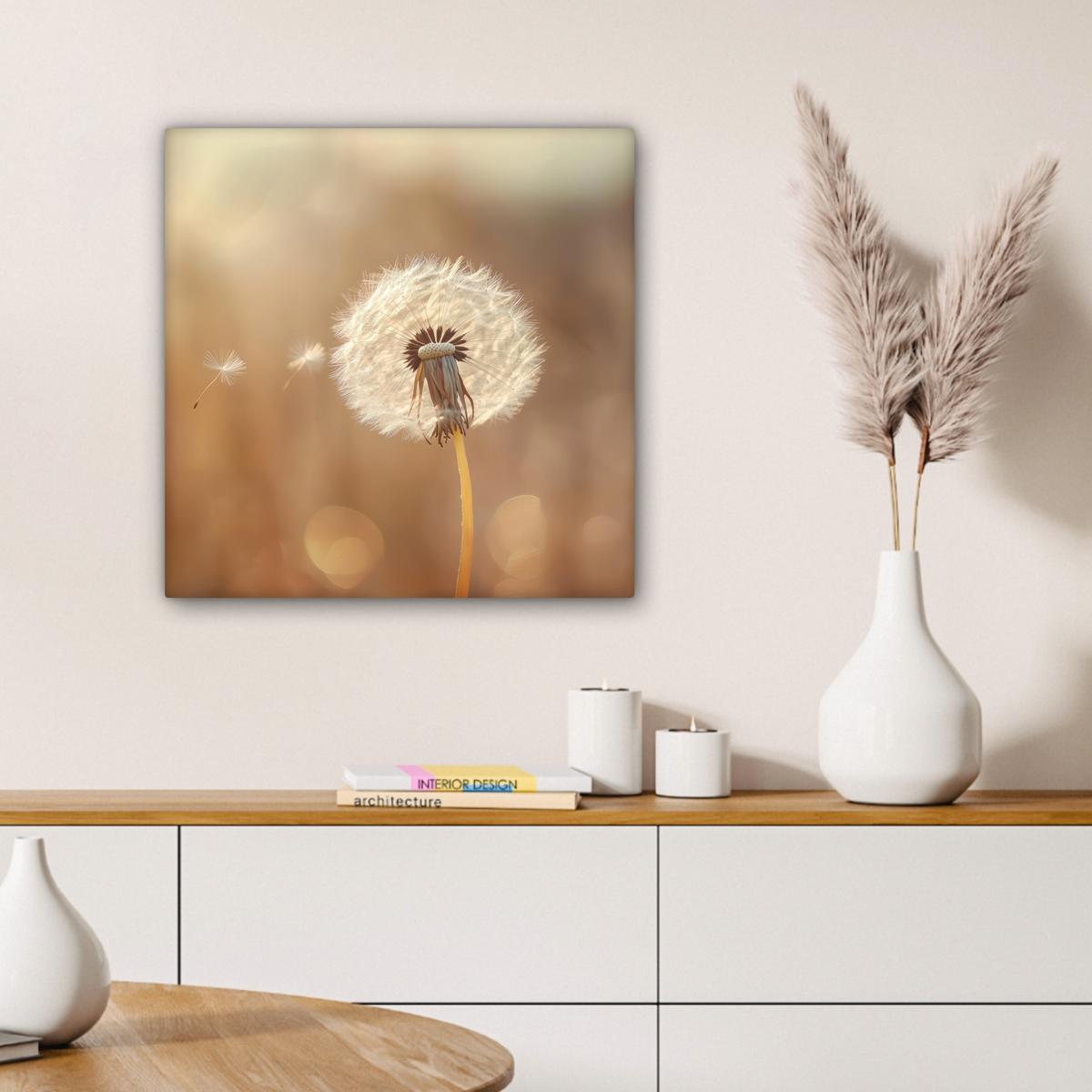 LEINWANDBILD Löwenzahn - Beige - Natur - Blume Wandbild Wohnzimmer 50x50 cm - Hellbraun, Textil (50/50cm) - MuchoWow