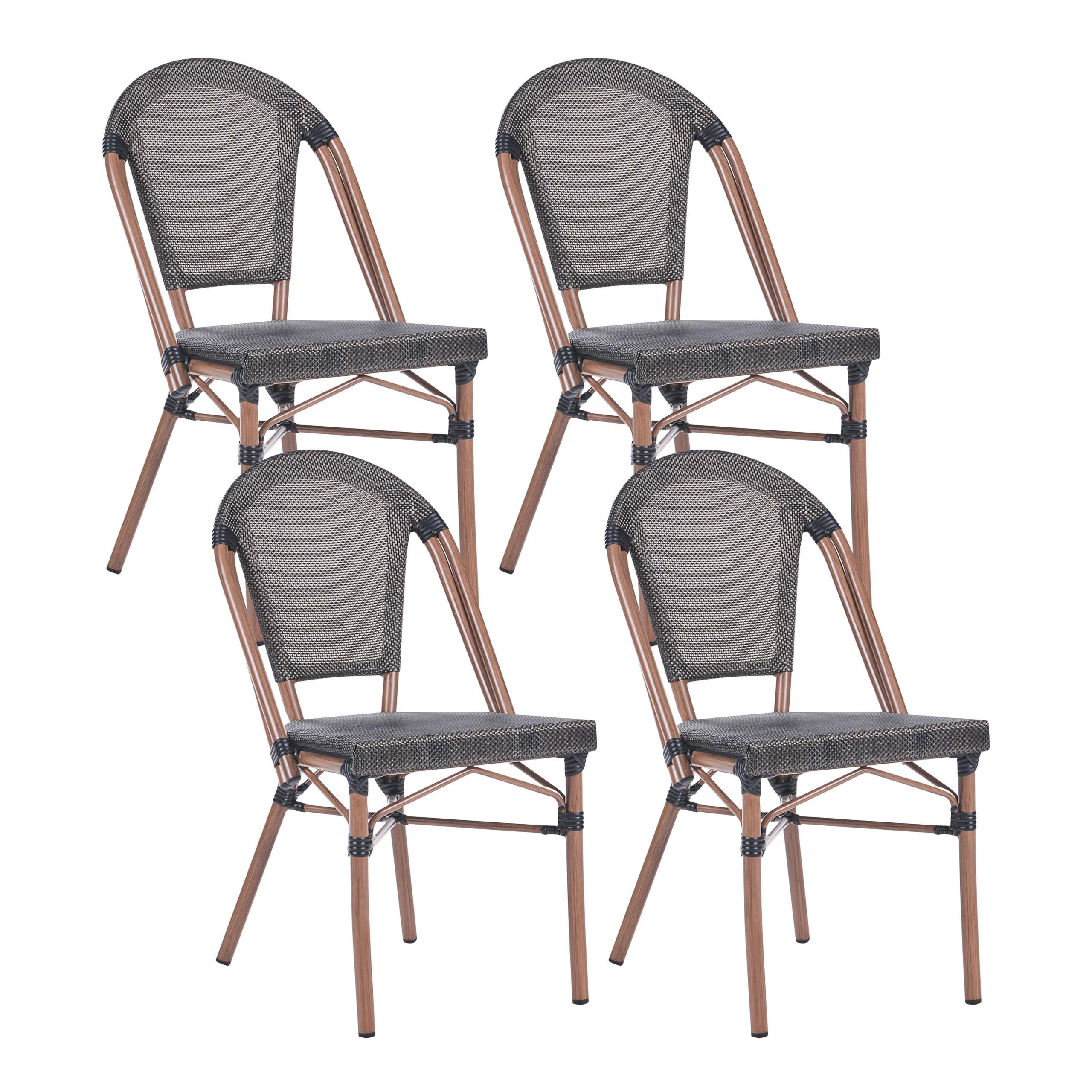 GARTENSTUHL 4er-Set Polyrattan Grau Rifreddo - Grau, Kunststoff (46/88/57cm) - Beliani