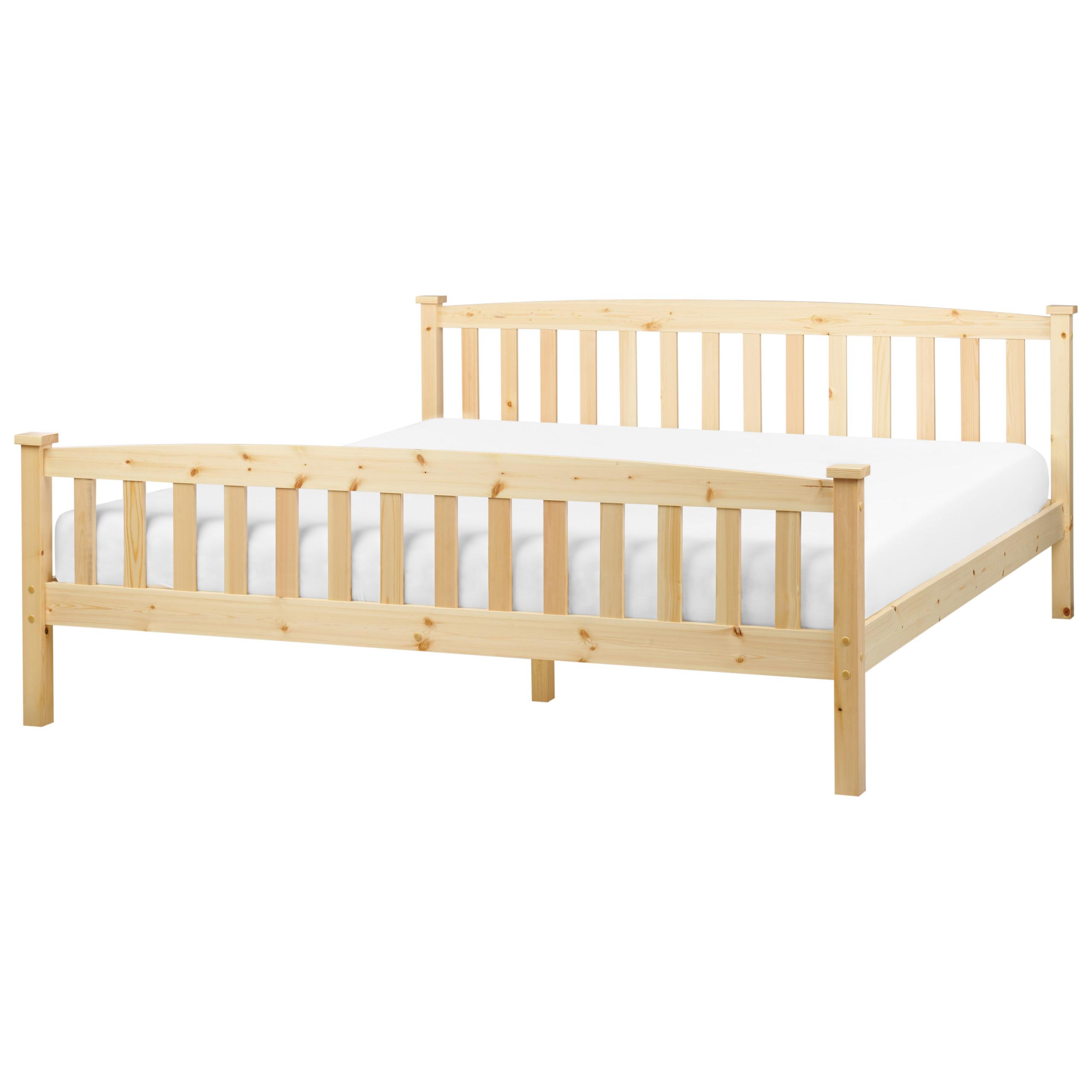 BETT mit Lattenrost 180x200 cm Heller Holzfarbton Giverny - Hellbraun, Holz (180/200cm) - Beliani