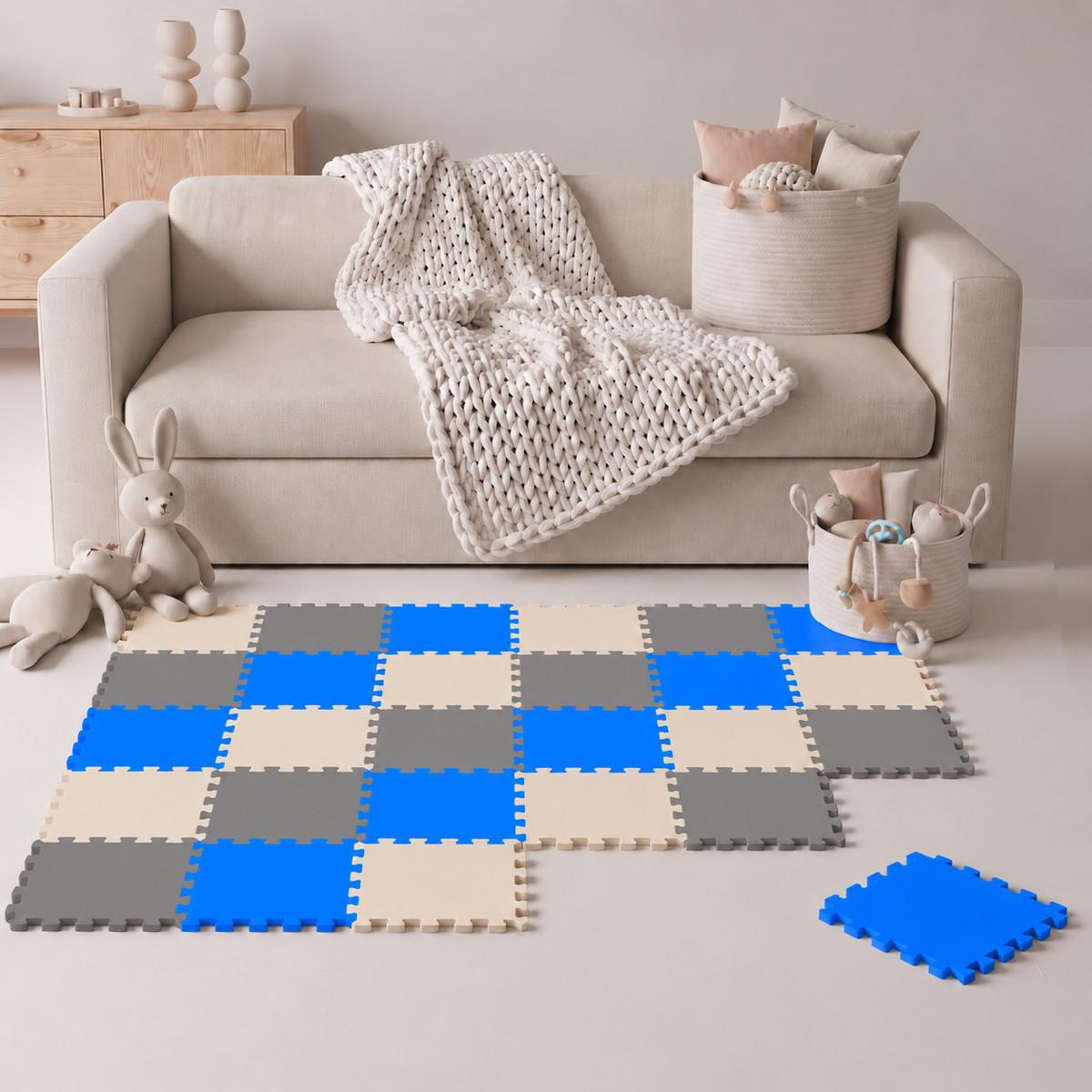 SPIELMATTE ab Null - 270/90 cm Puzzlematte Grau - Multicolor, Kunststoff (30/30cm) - Littletom