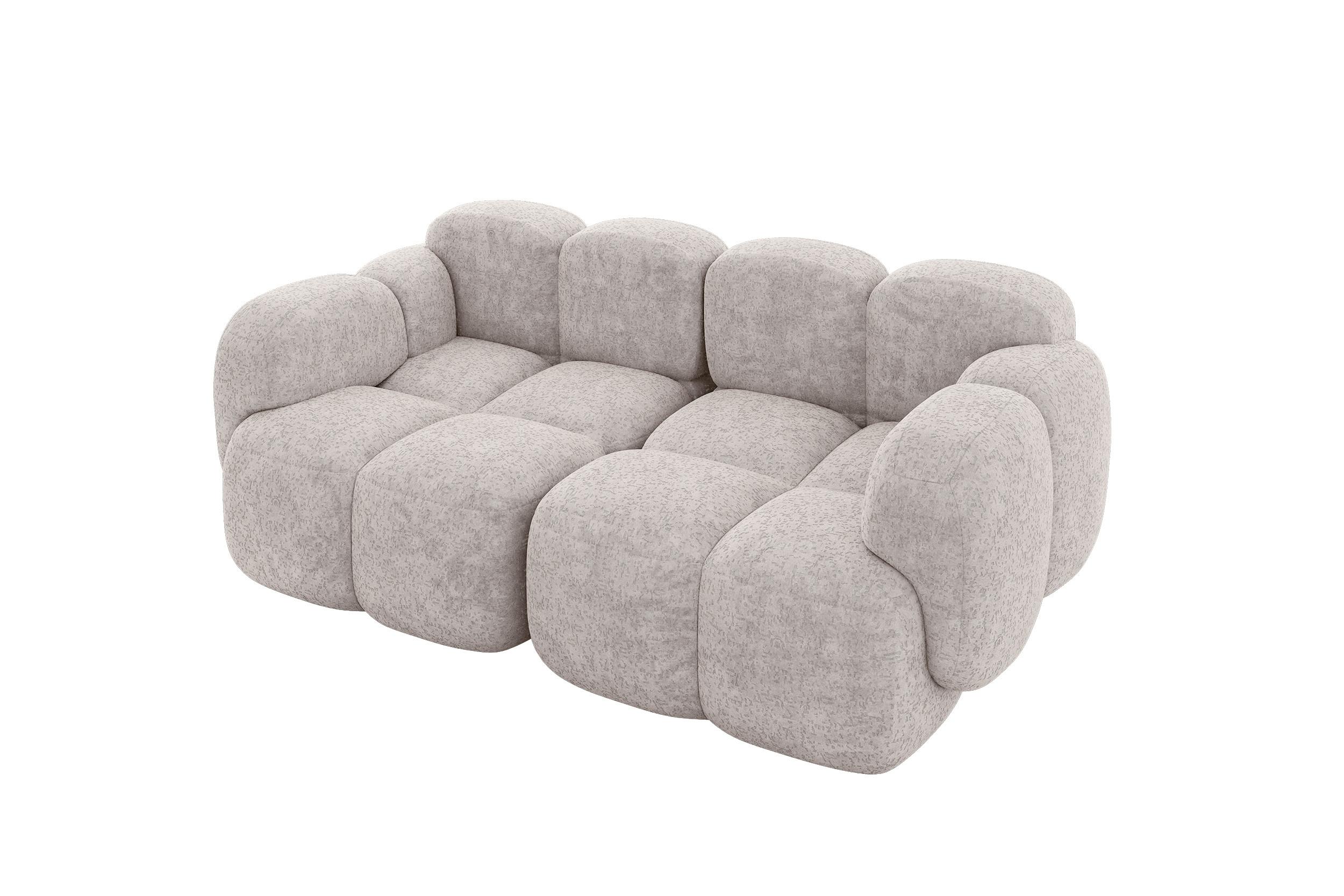 2-SITZER modulares Sofa Miko-S1 214x118x75 cm Hellgrau Velours - Hellgrau/Schwarz, Holzwerkstoff/Kunststoff (214/75/118cm) - ALTDECOR