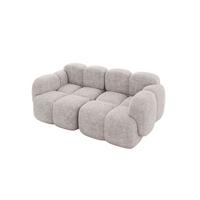 2-SITZER modulares Sofa Miko-S1 214x118x75 cm Hellgrau Velours - Hellgrau/Schwarz, Holzwerkstoff/Kunststoff (214/75/118cm) - ALTDECOR