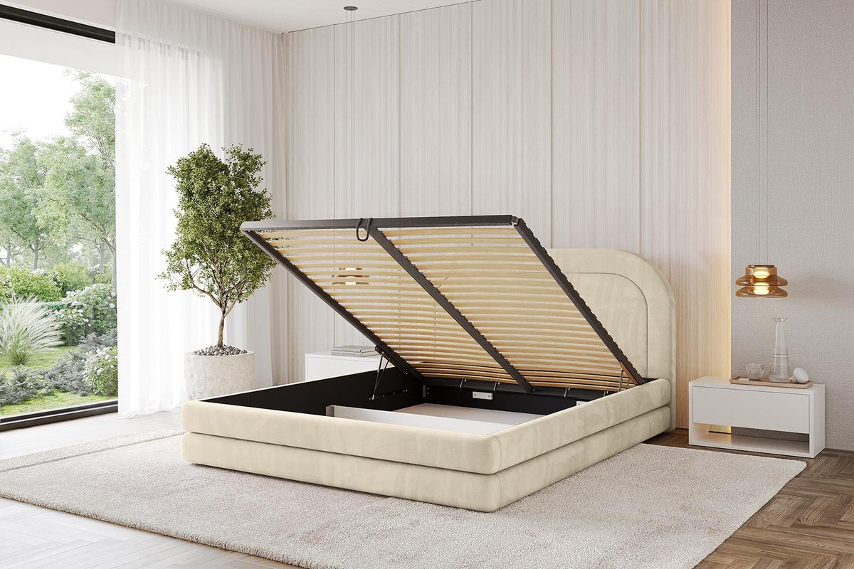 POLSTERBETT mit Bettkasten und Lattenrost, Bett mit Matratze H3/H4 - LERIS 180x200 Beige - Ecru, Holzwerkstoff/Textil (180/200cm) - ALTDECOR