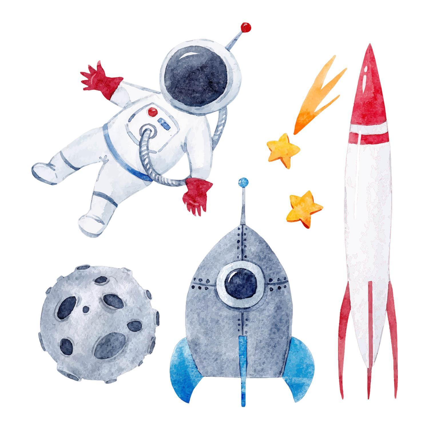 WANDAUFKLEBER 60x101cm - Astronautenrakete Weltraum - Multicolor, Kunststoff (60/101/0.1cm) - Wallfluent