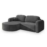 ECKSOFA AMILIA M L-S Grau Velours-Stoff mit Schlaffunktion - Grau, Holz (263/174cm) - MASSENO