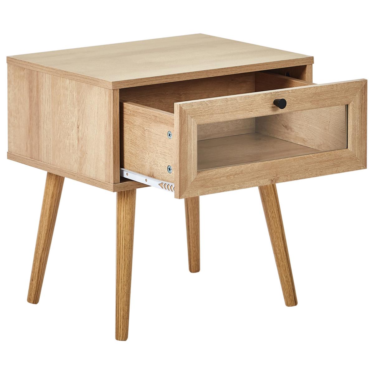 NACHTTISCH Heller Holzfarbton Albany - Hellbraun, Holzwerkstoff (48/51/40cm) - Beliani