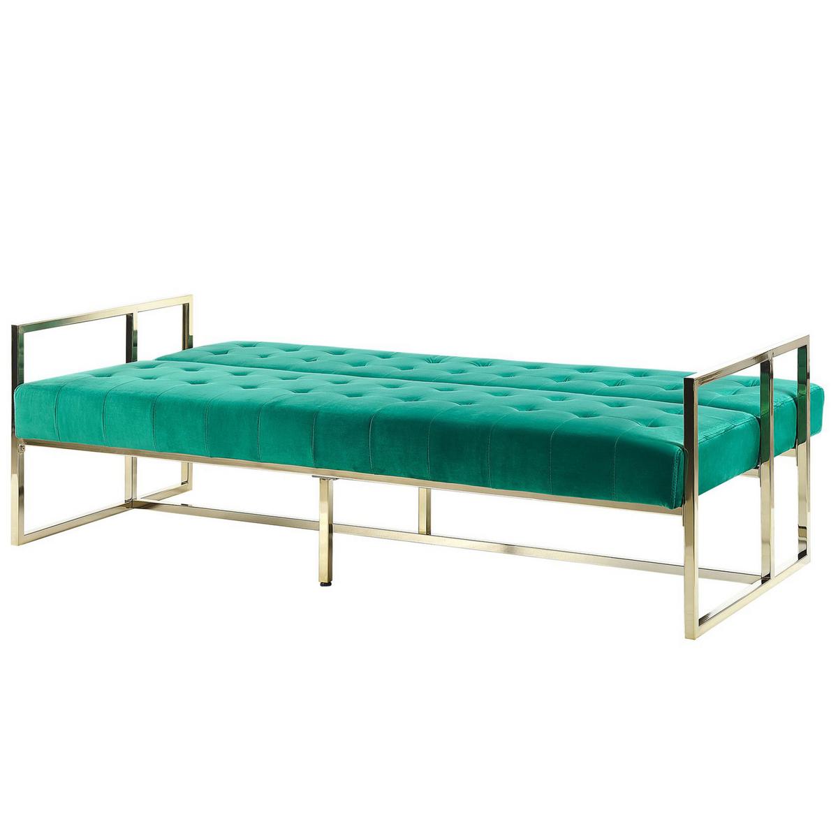 3-SITZER-SCHLAFSOFA Samtstoff Smaragdgrün Marstal - Hellgrün, Textil (187/83/78cm) - Beliani