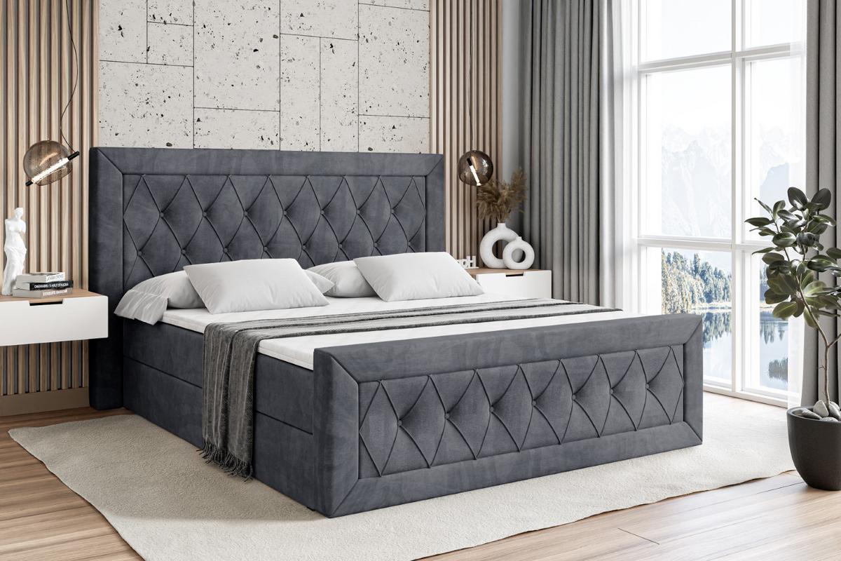 BOXBETT NOEL-Z - 180 x 200 - H4 - Dunkelgrau - Dunkelgrau, Holzwerkstoff (180/200cm) - ALTDECOR