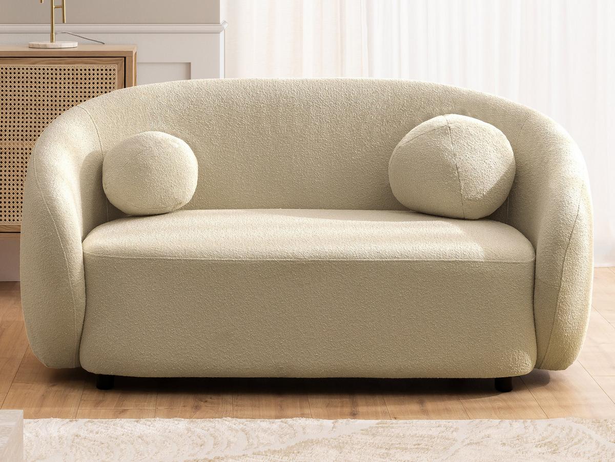 2-SITZER-SOFA Roundi Beige Bouclé - Beige/Schwarz, Holz/Kunststoff (150/76/80cm) - S-Style Möbel