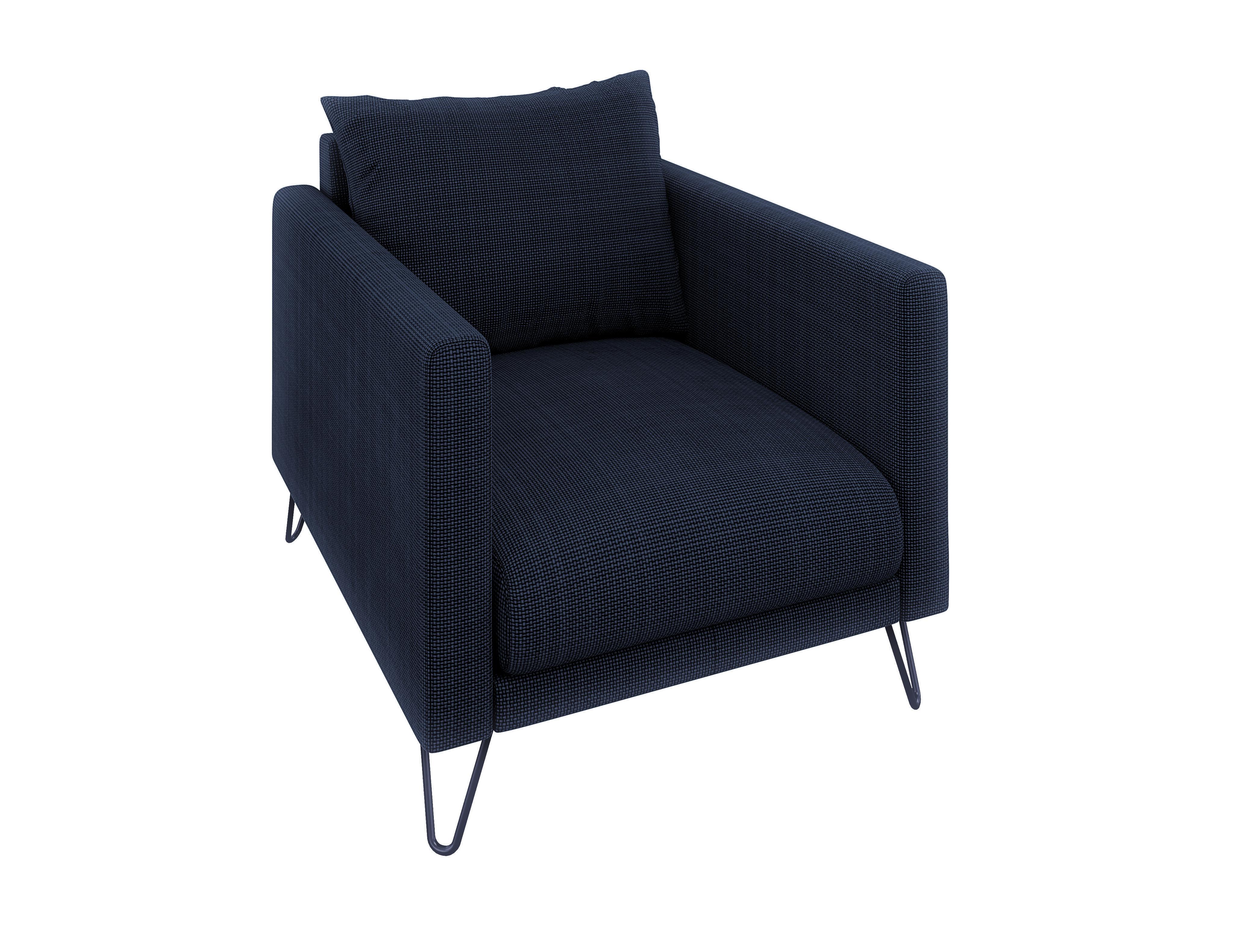 SESSEL Harmony Marineblau Chenille - Schwarz/Dunkelblau, Holz/Textil (80/85/100cm) - S-Style Möbel