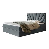 BOXBETT DENVER mit 2 Bettkästen, 180x200, Farbe: Dunkelgrau, Velourstoff, Doppelbett mit Bonell-Matratze - Dunkelgrau, Holz/Kunststoff (180/200cm) - Alpi-Möbel