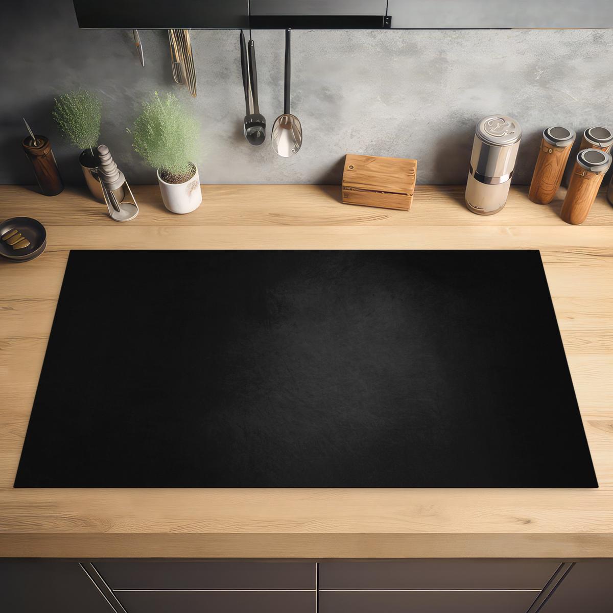 HERDABDECKPLATTE Beton - Schwarz - Grau - Strukturiert - Industriell Ceranfeldabdeckung 90x52 cm - Graphitfarben, Kunststoff (90/52/0.2cm) - MuchoWow