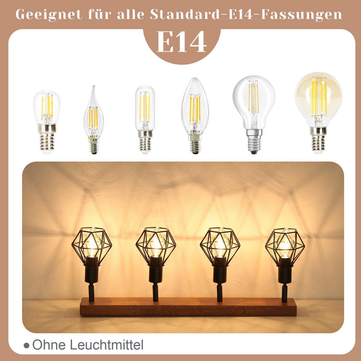 DECKENSTRAHLER Schläger 4-flammig 20/9/50 cm - Schwarz, Metall (20/9/50cm) - Nettlife