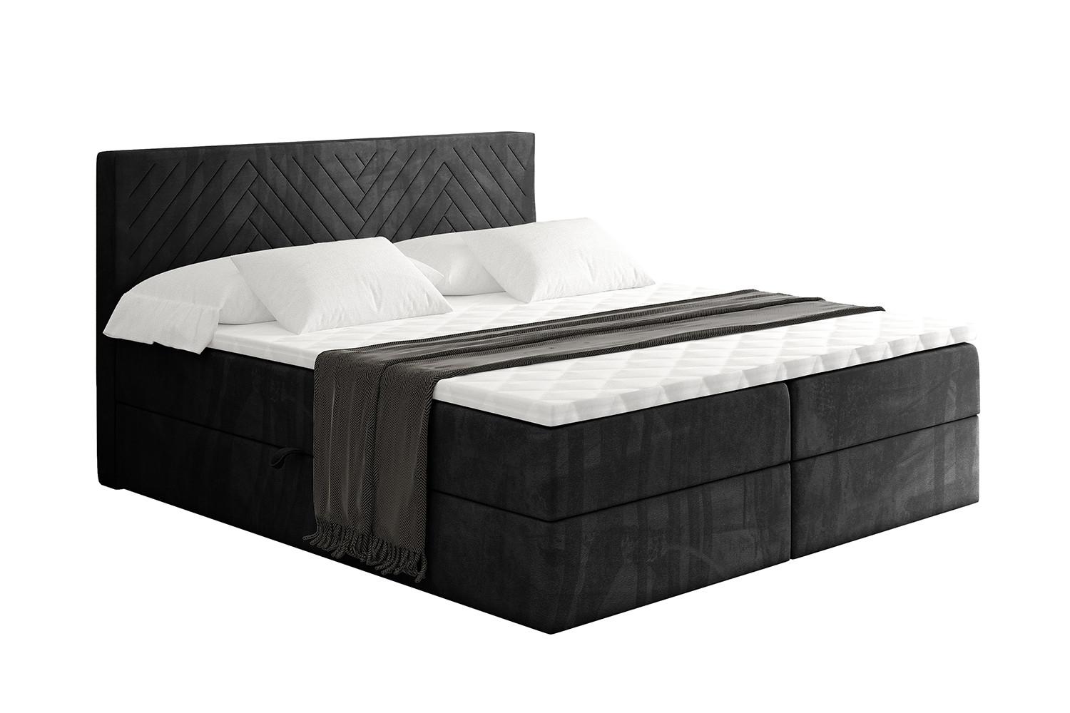 BOXBETT mit Matratze H4 und Lattenrost - VEXA - 180x200 - Schwarz Casablanca - Schwarz, Holzwerkstoff/Kunststoff (180/200cm) - ALTDECOR